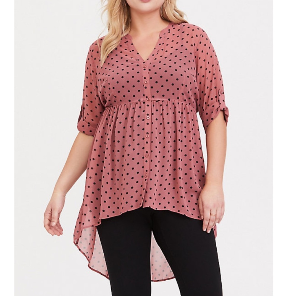 Torrid Rose Hi-Low Baby Doll Tunic, Sz 0X
